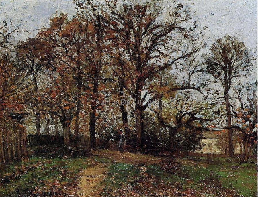 Trees on a Hill, Autumn, Landscape in Louveciennes - 卡米耶·毕沙罗